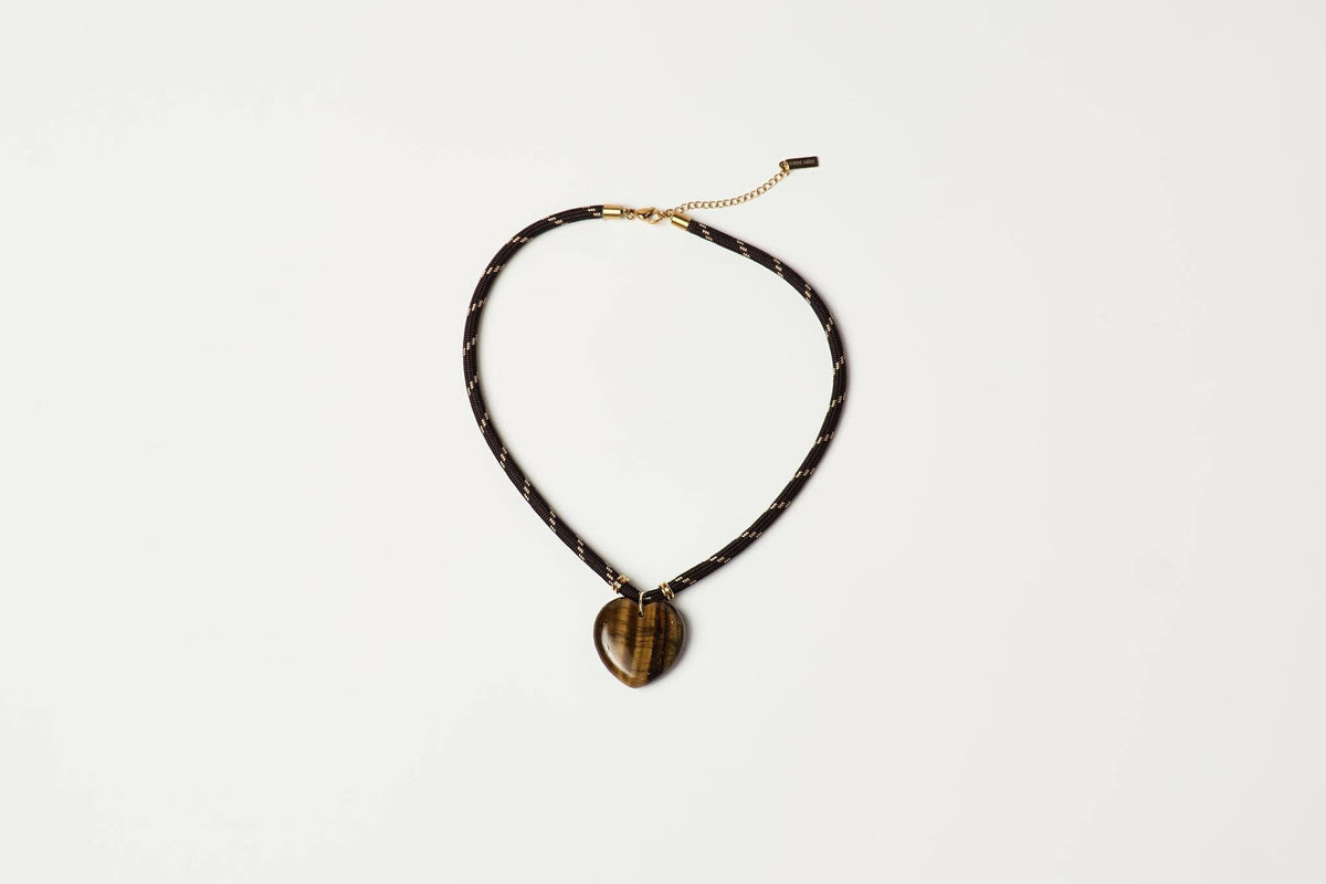 Heart Cord Necklace -Tiger's Eye