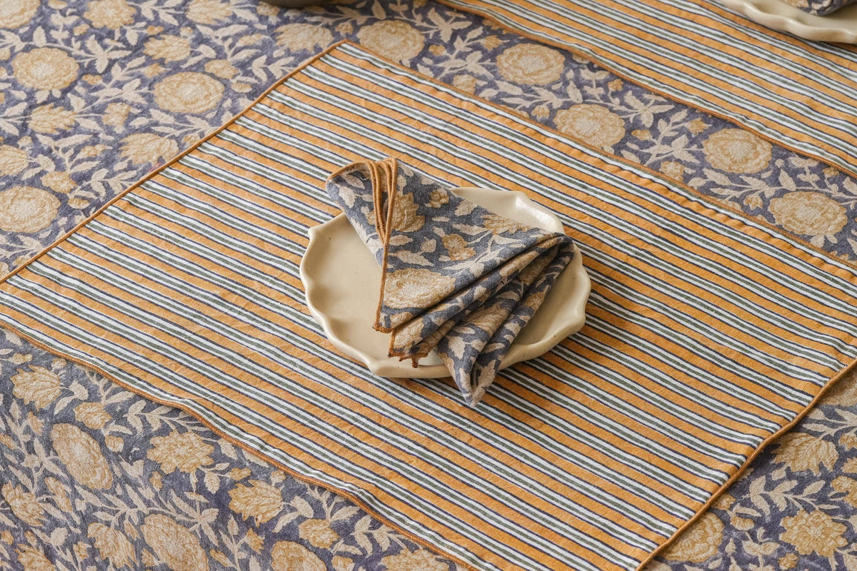 Block Print Floral Napkins- Set of 2