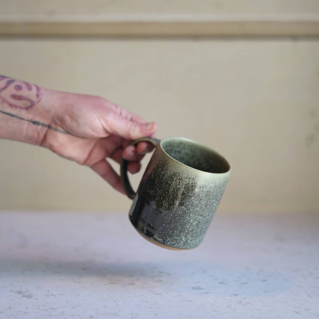 Smooth Handmade Pottery Mug in Moss Green