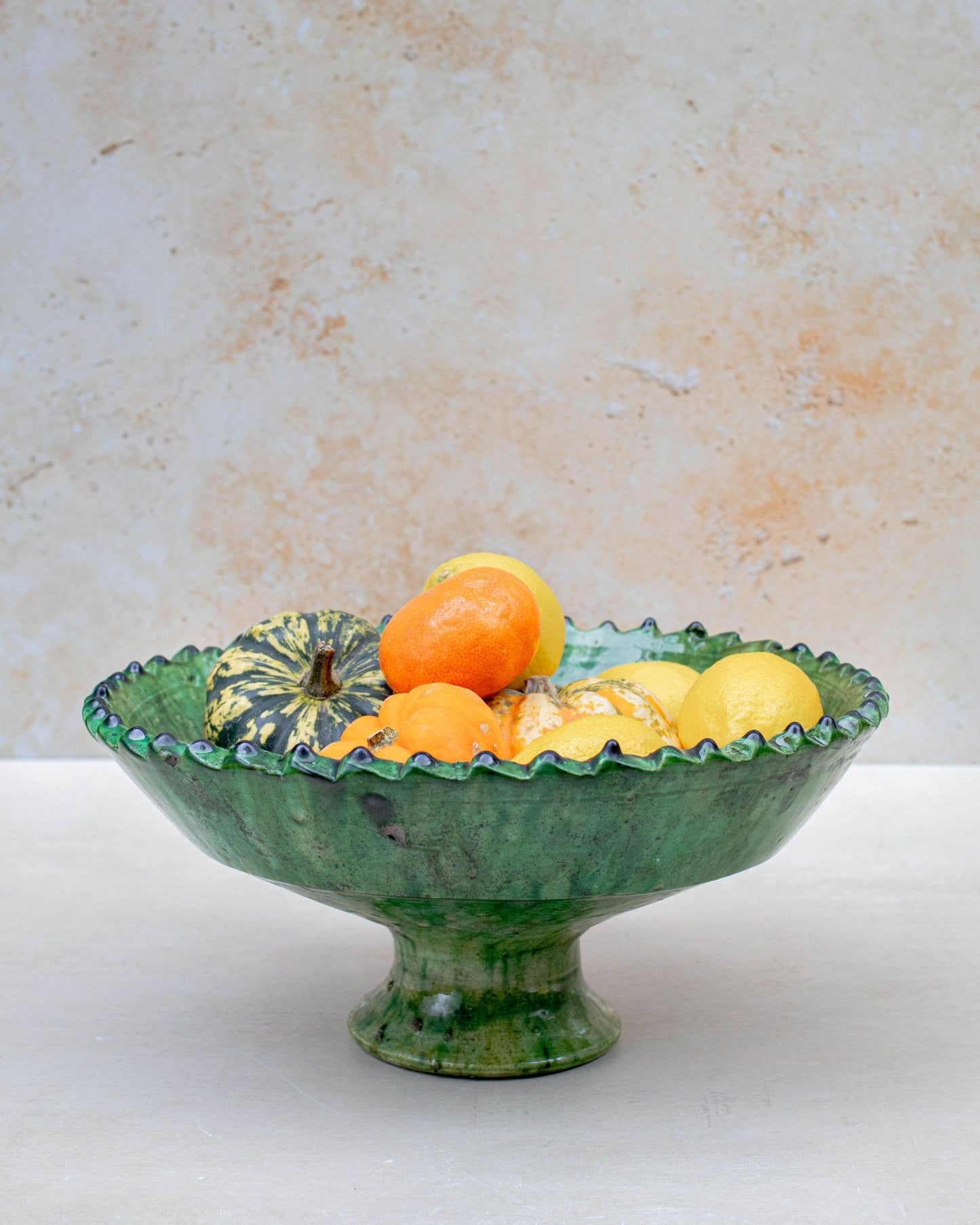 Handmade Moroccan Pedestal Bowl- Green