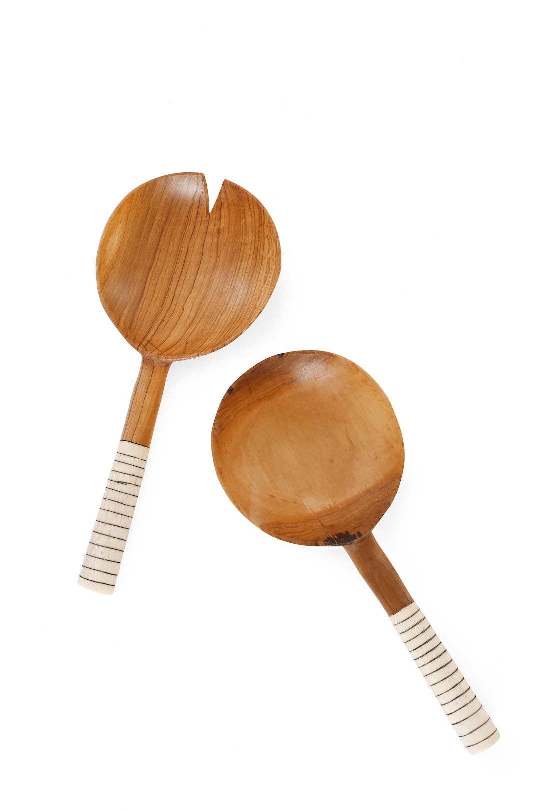 Kenyan Olive Wood & Bone Laerge Salad Servers