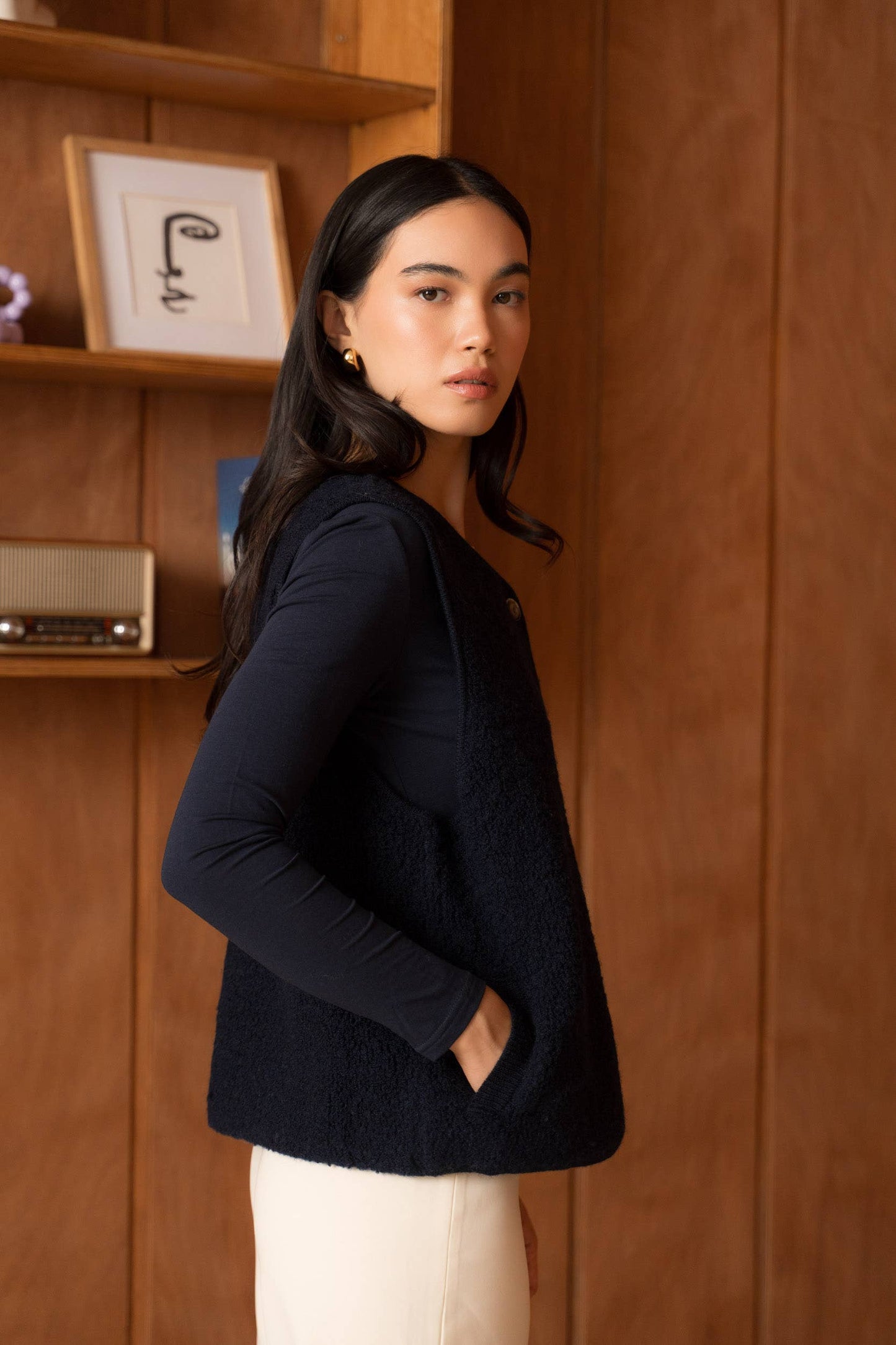 100% merino wool fleece vest- one size