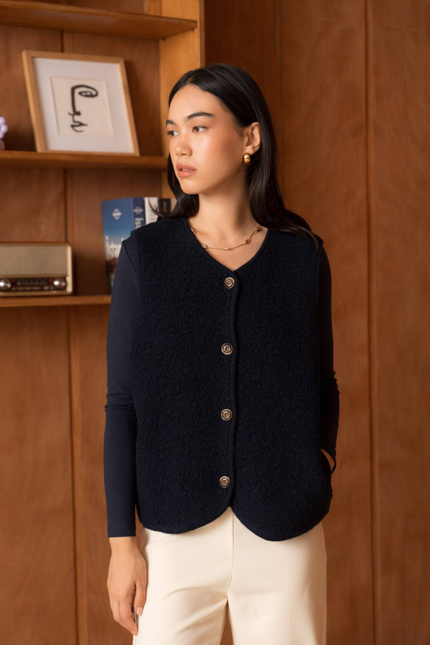 100% merino wool fleece vest- one size