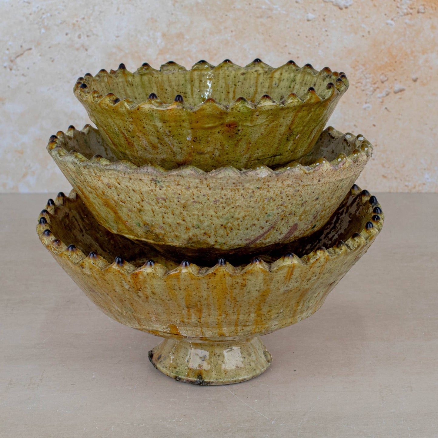 Handmade Moroccan Pedestal Bowl- Yellow