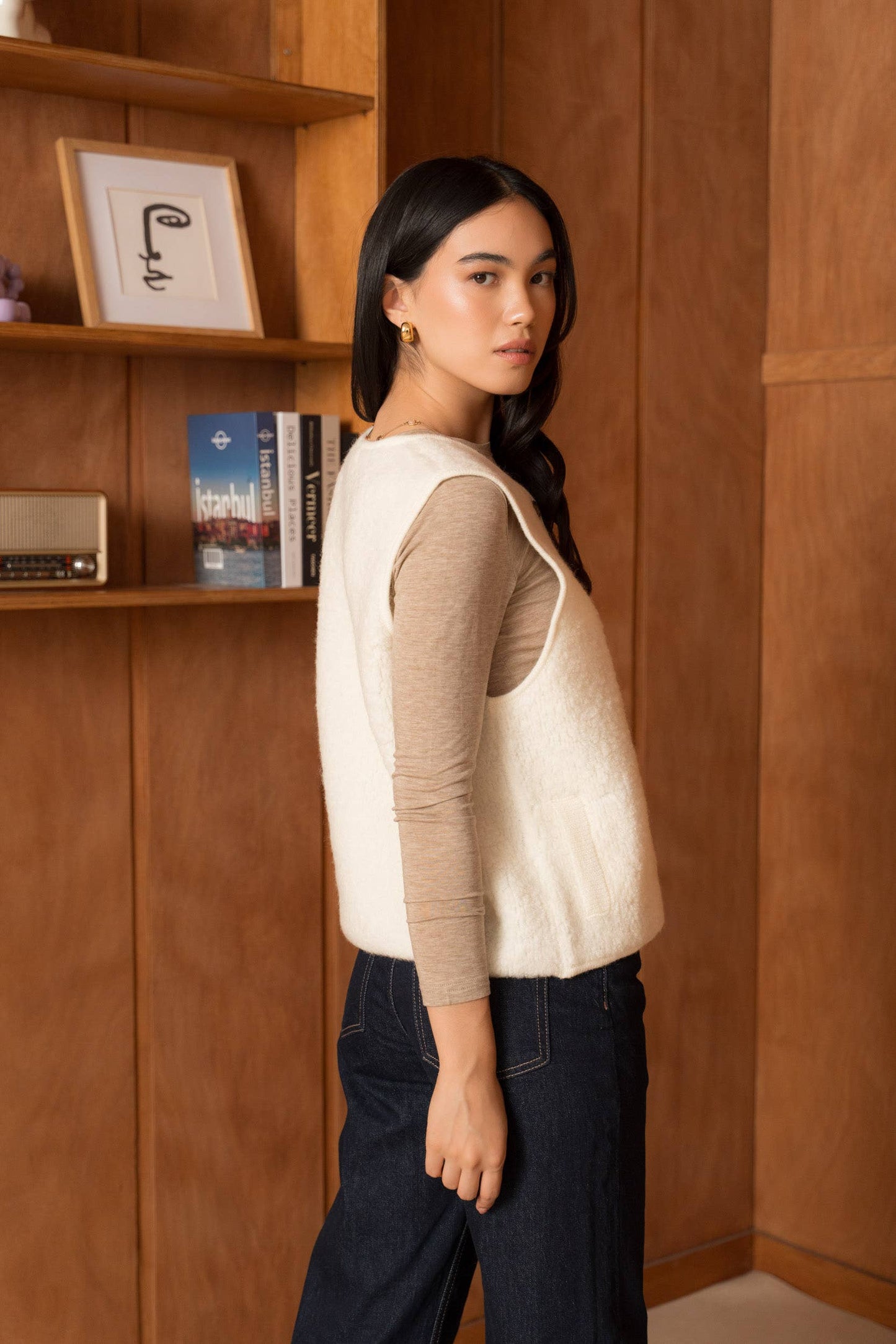 100% merino wool fleece vest- one size