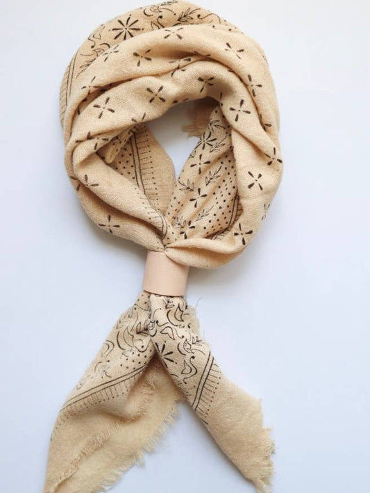 100% Silk Bandana- Oatmeal