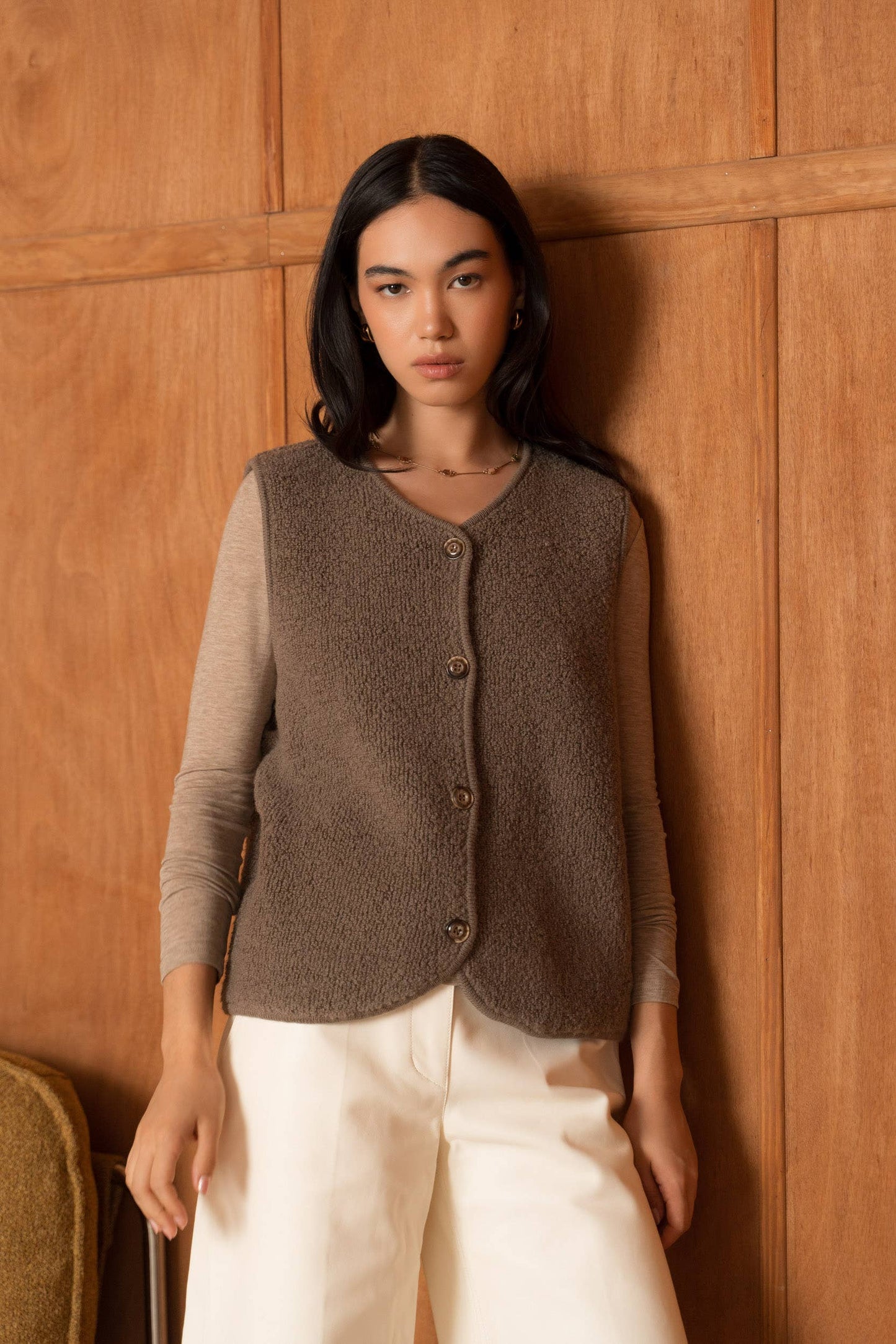 100% merino wool fleece vest: one size