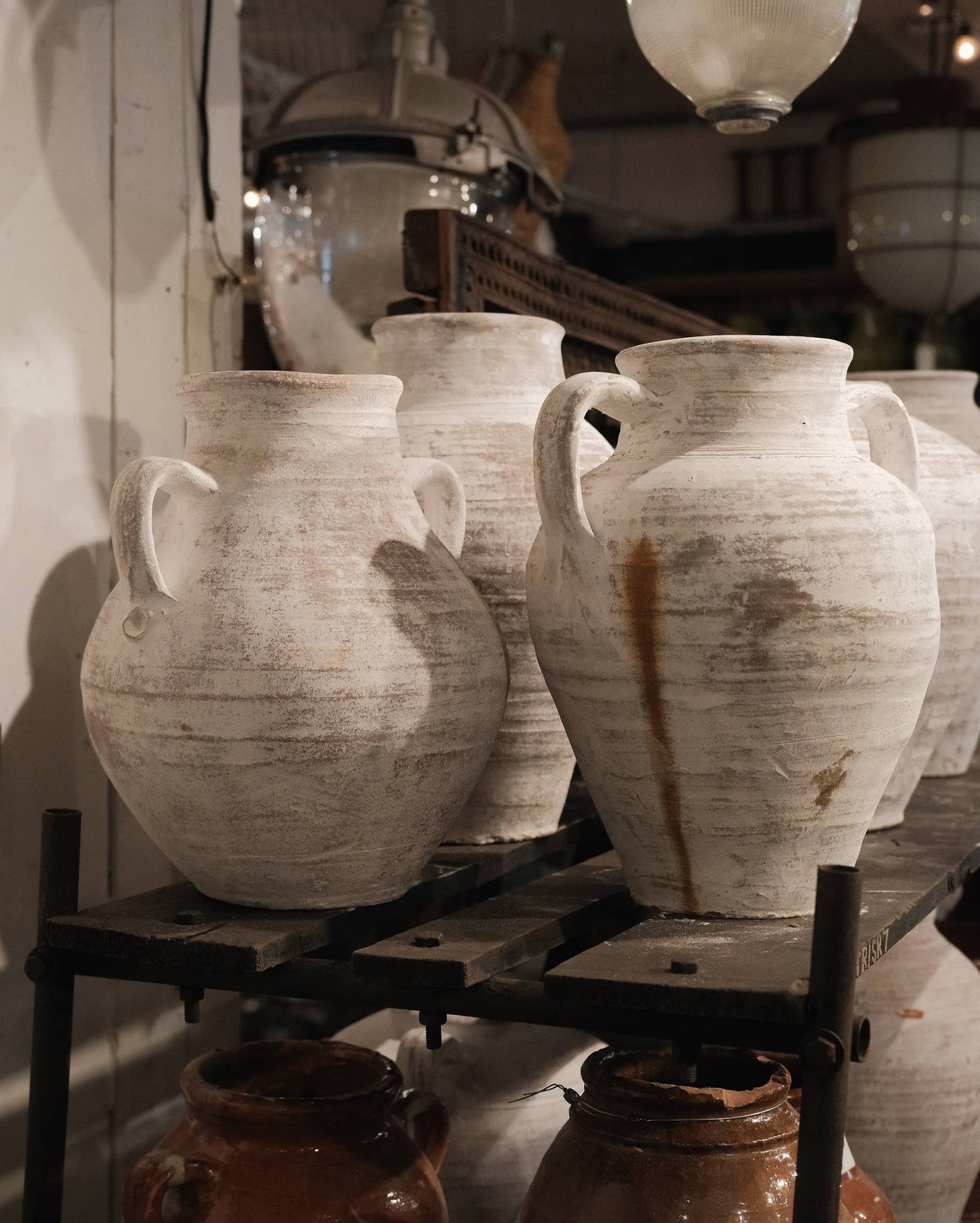 Vintage Whitewash Terracotta Urn