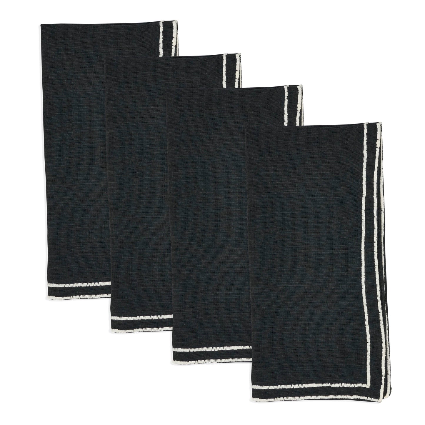 Double Linen Embroidered Dinner Napkin- Set of 4
