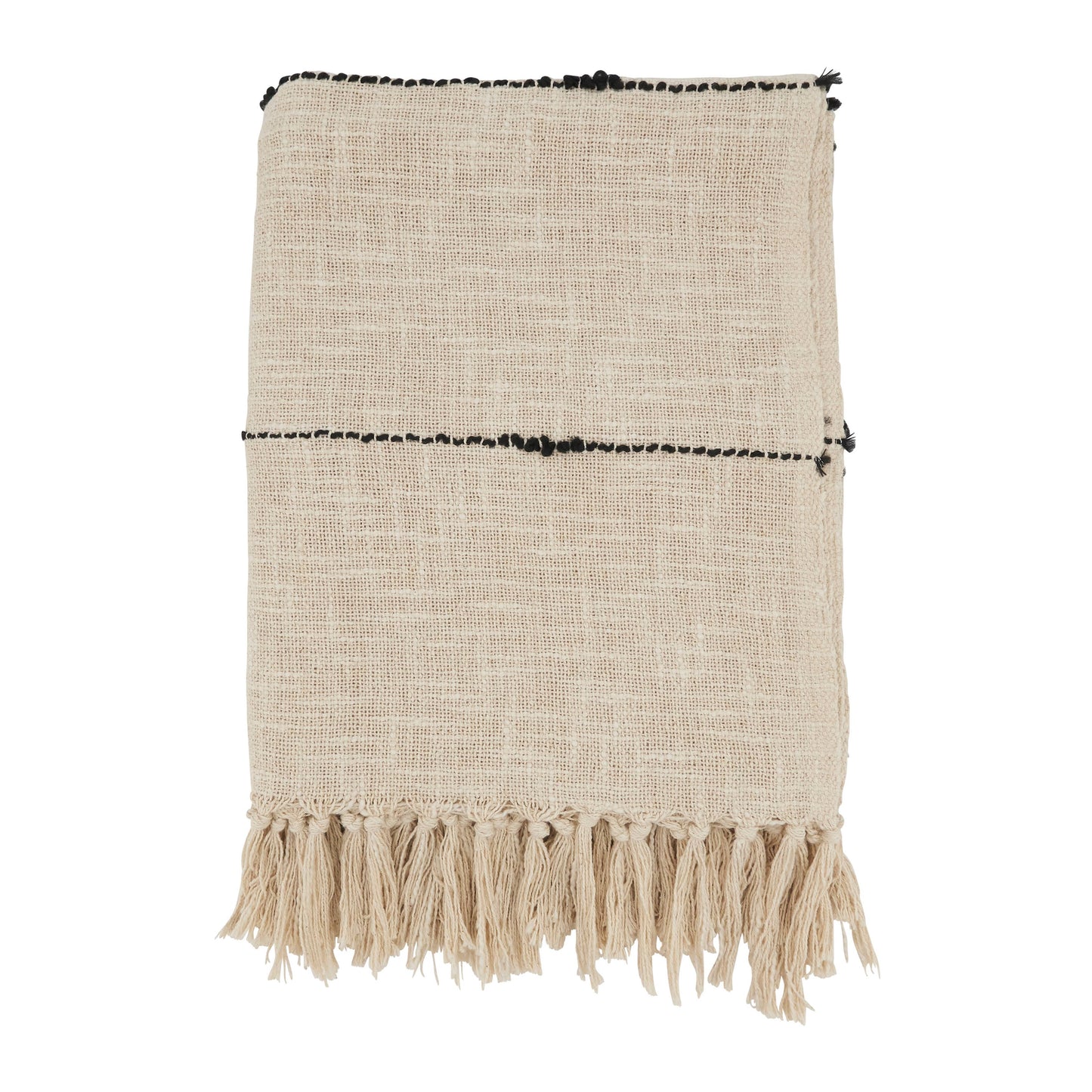 Textured Stripe Fringe Throw Blanket