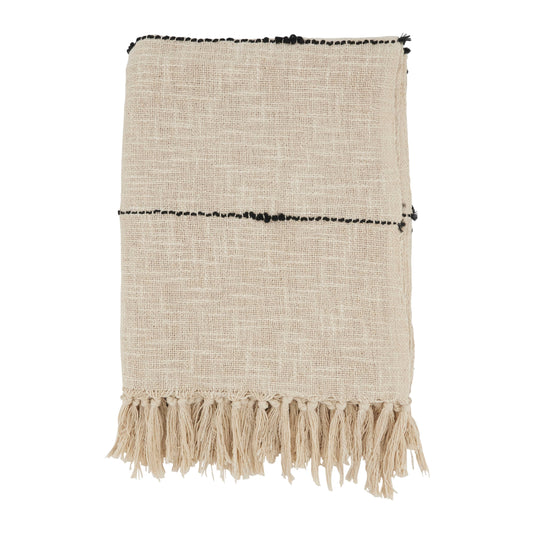 Textured Stripe Fringe Throw Blanket