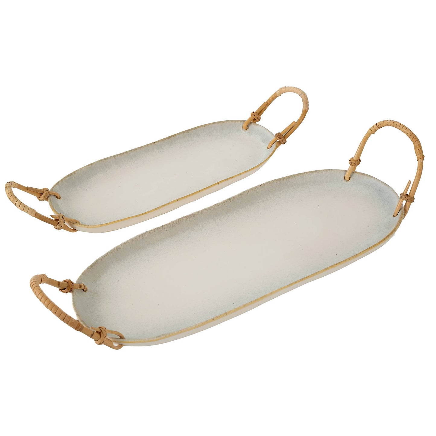 Large Rattan Wrapped Ceramic Platter