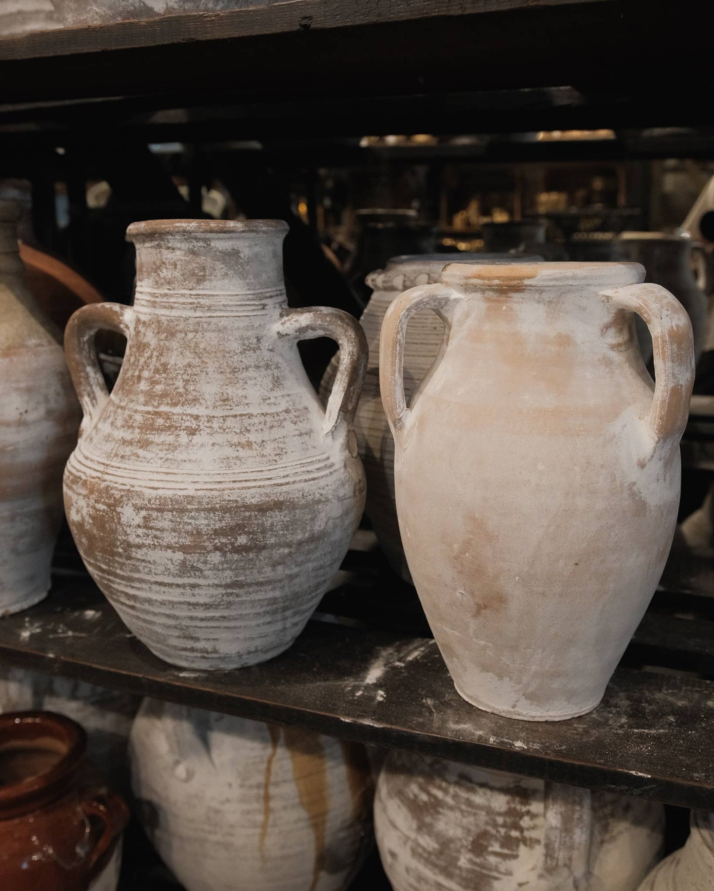 Vintage Whitewash Terracotta Urn
