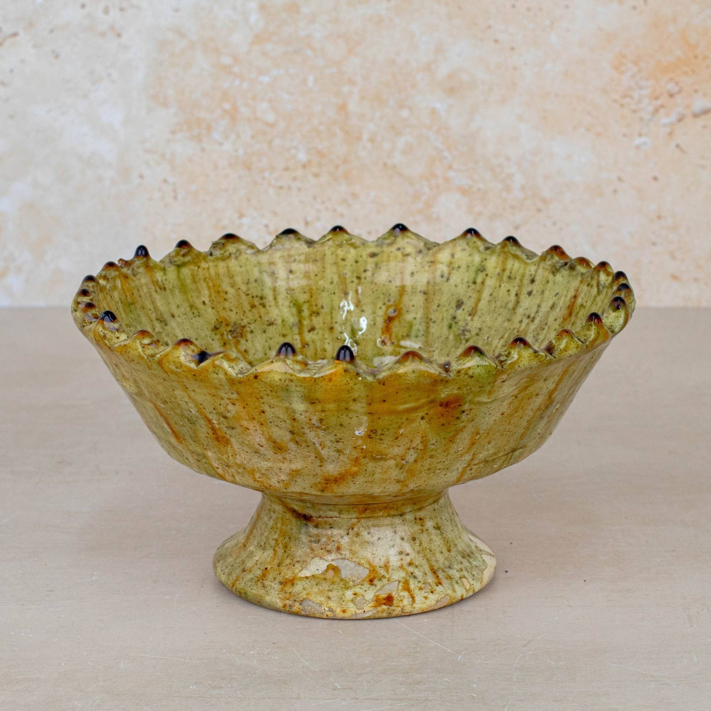Handmade Moroccan Pedestal Bowl- Yellow