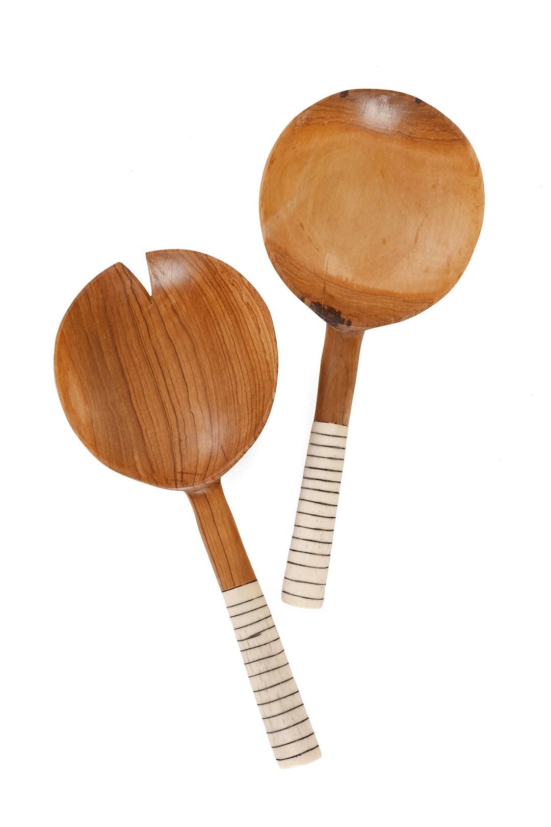 Kenyan Olive Wood & Bone Laerge Salad Servers