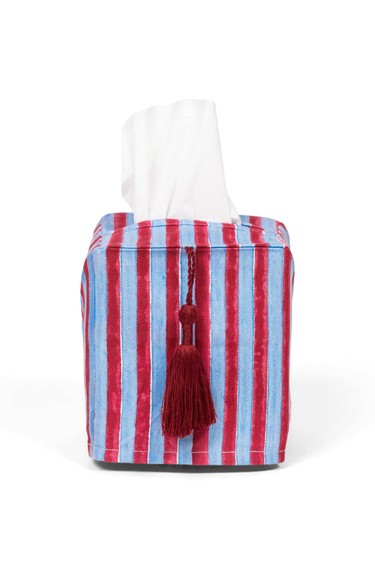 Stripes Blockprint Tissue Box Cover