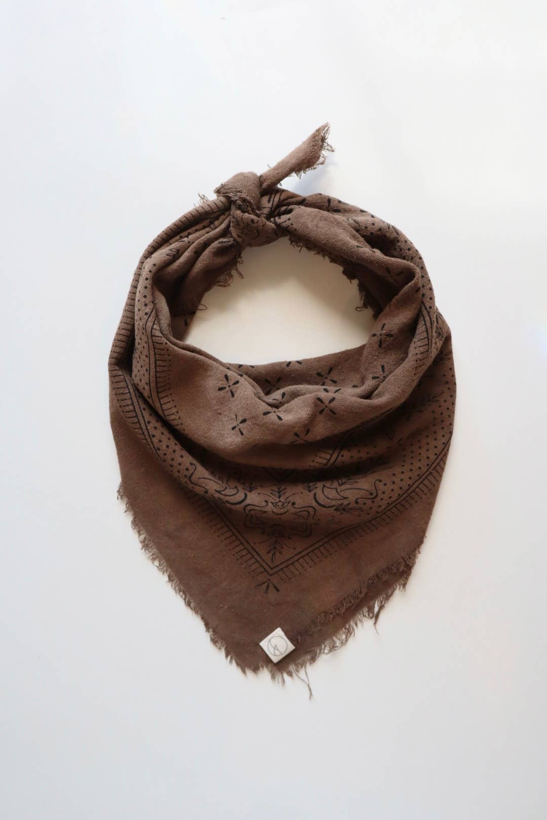 100% Silk Bandana-Brown