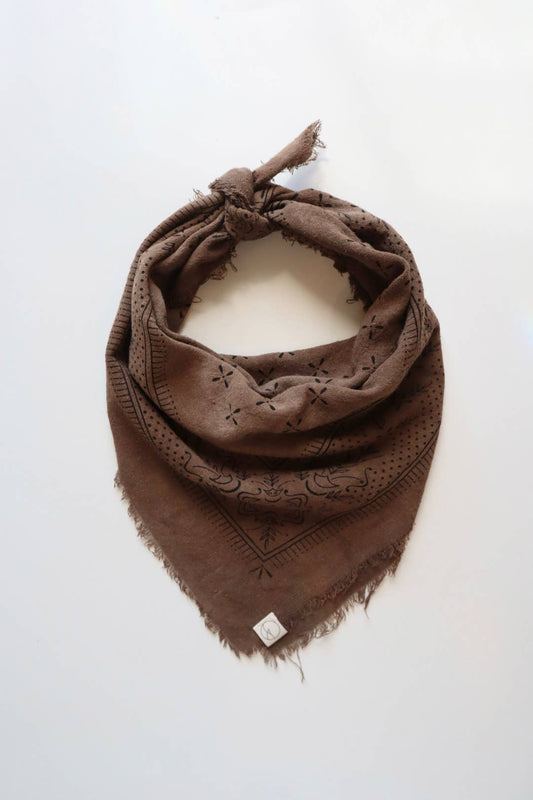 100% Silk Bandana-Brown
