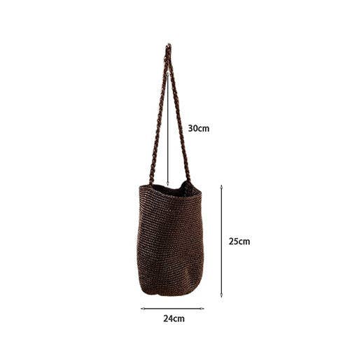 Metallic Woven Bucket Bag- Black