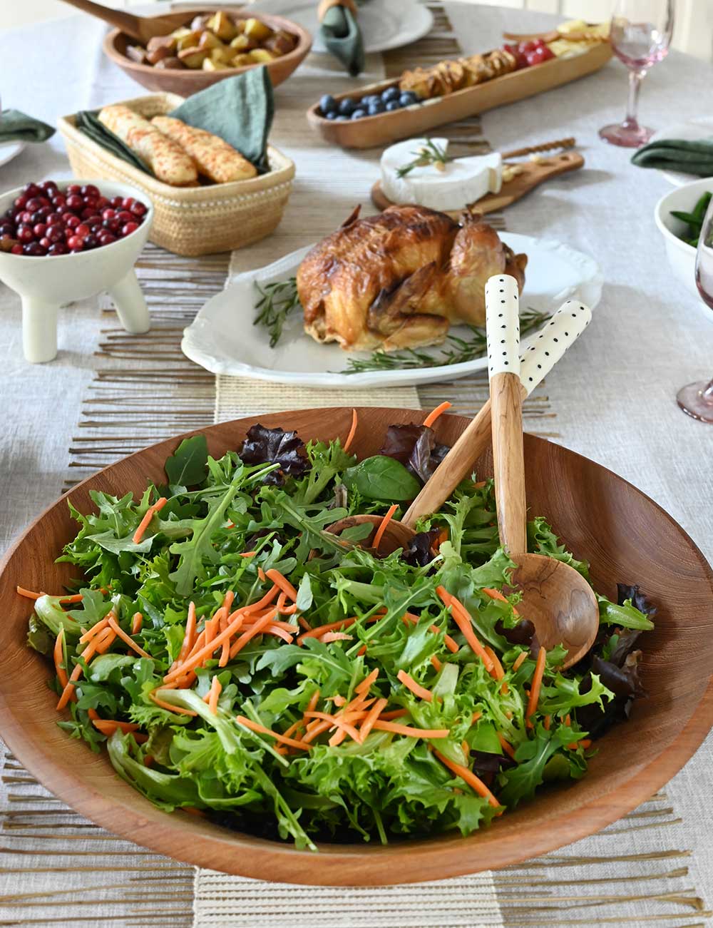 Medium Mahogany Wood Salad Bowl from Zimbabwe
