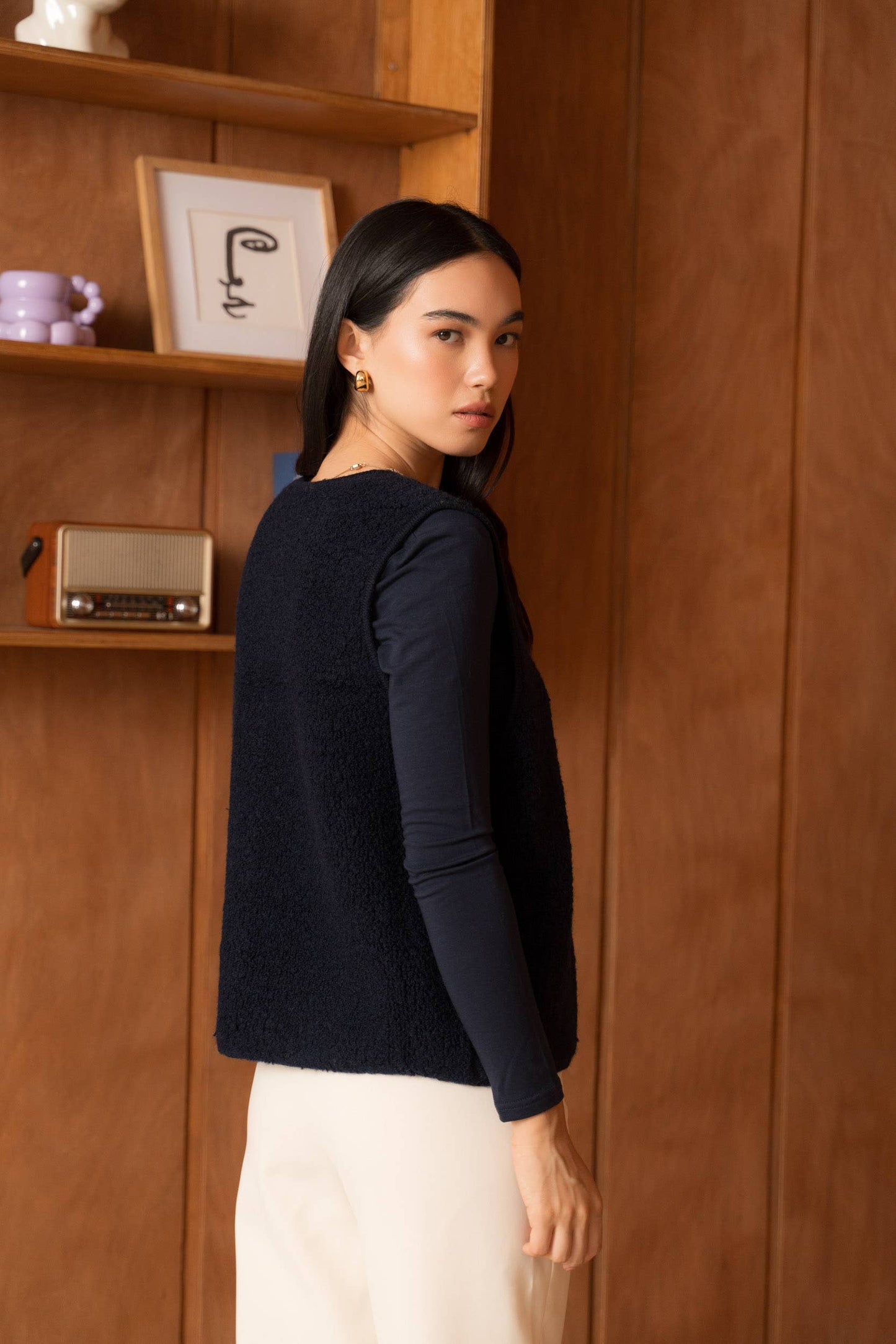 100% merino wool fleece vest: one size