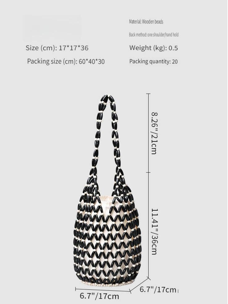 Handwoven Beaded Vacation Bucket Bag