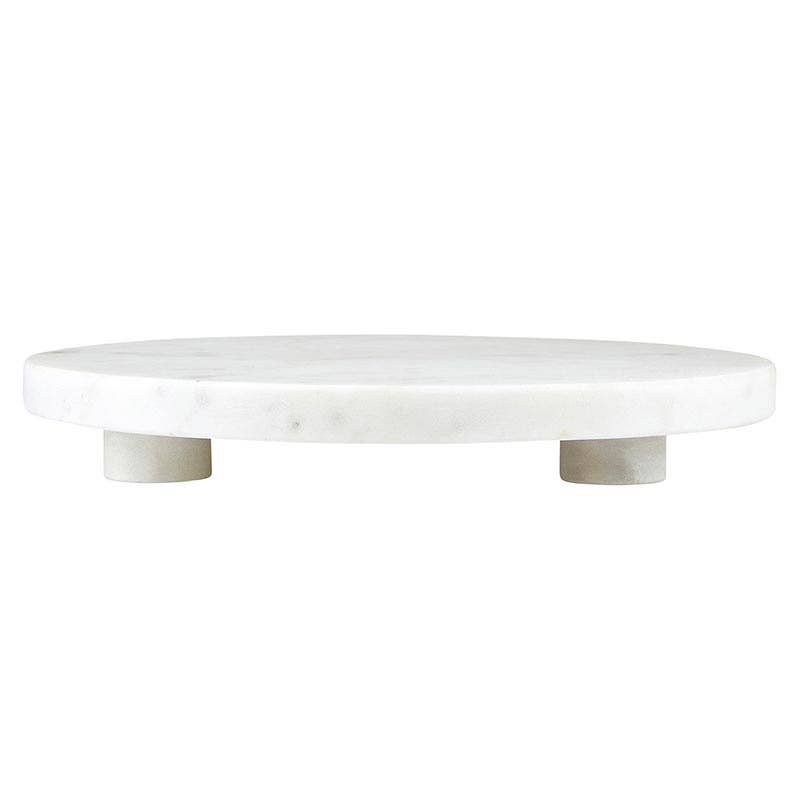 White Marble Footed Tray - 10" Dia