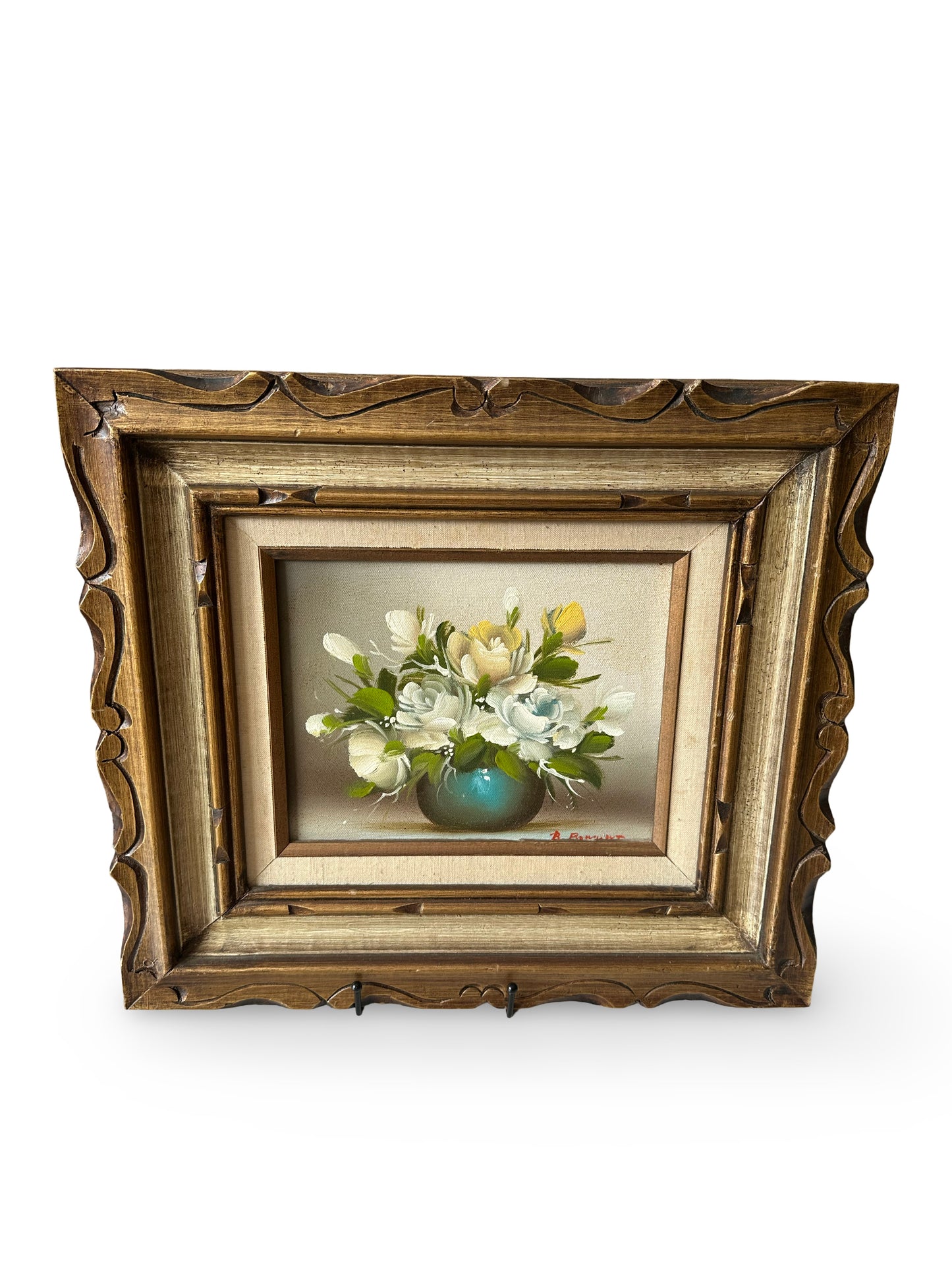 Vintage Frame with Floral Oil Painting
