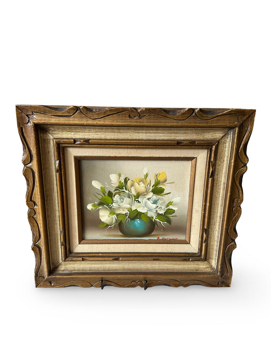 Vintage Frame with Floral Oil Painting