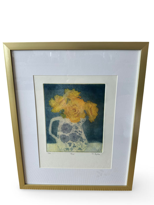 Original Floral Etching by T.E. Peyton