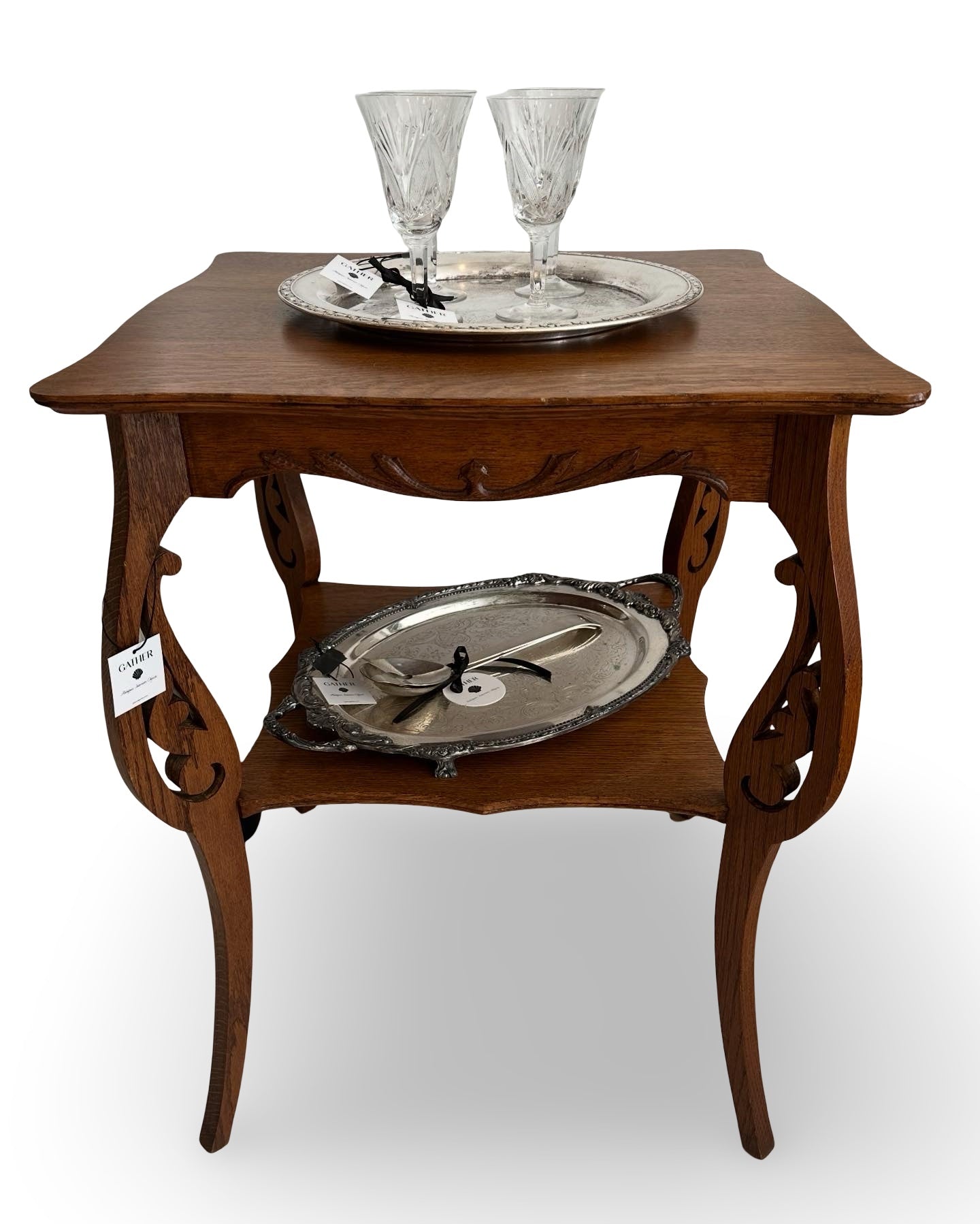 1940's French Style Carved Wood Side Table