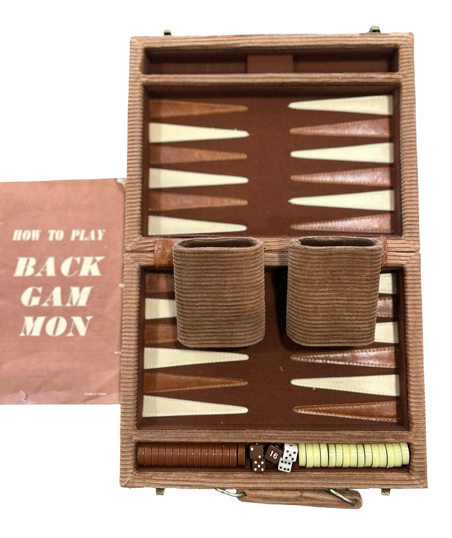 Vintage Corduroy Travel Backgammon Set