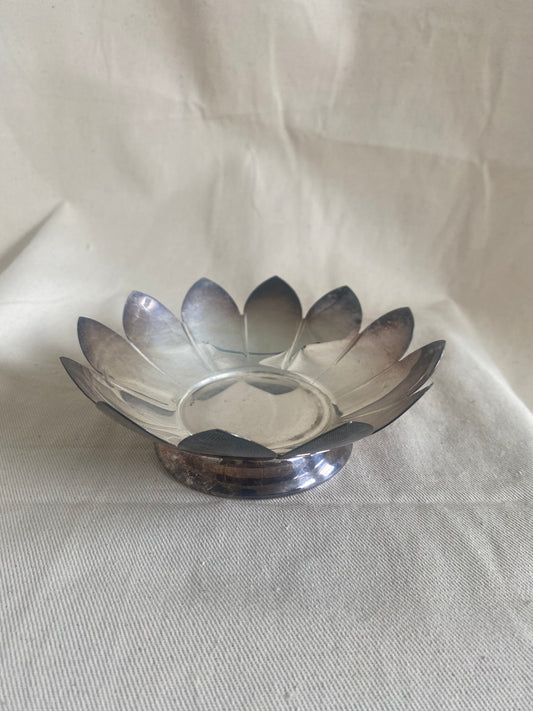 Vintage Silver Plated Petal Dish