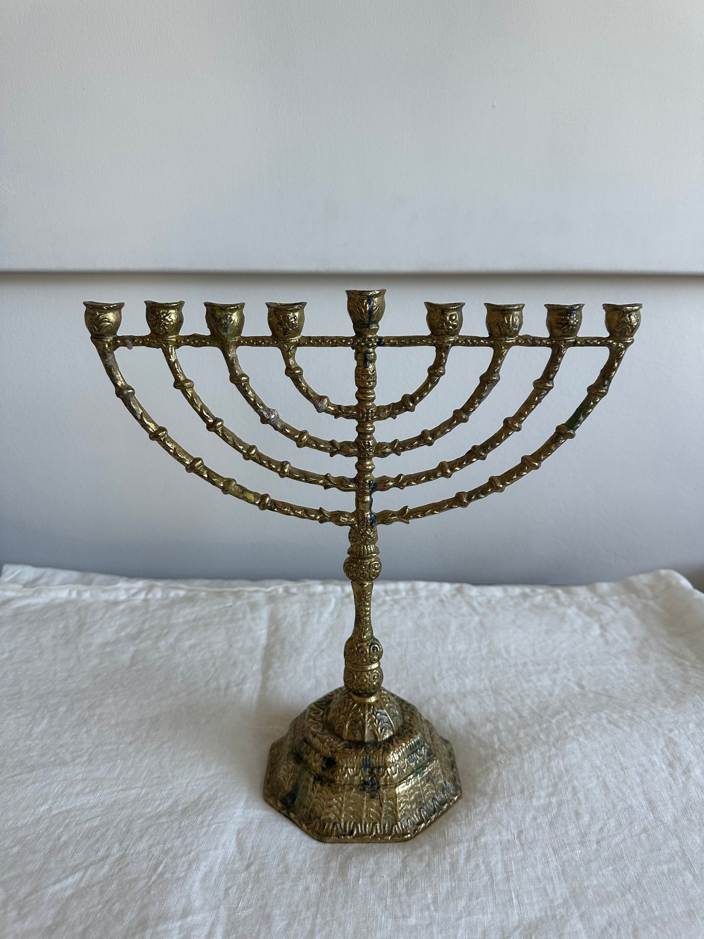 Vintage Gold Plate Tall Menorah