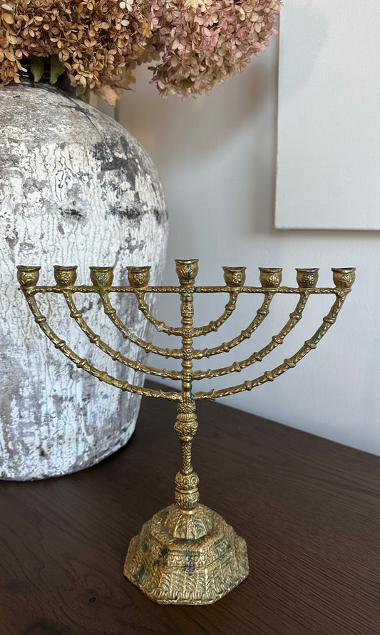 Vintage Gold Plate Tall Menorah