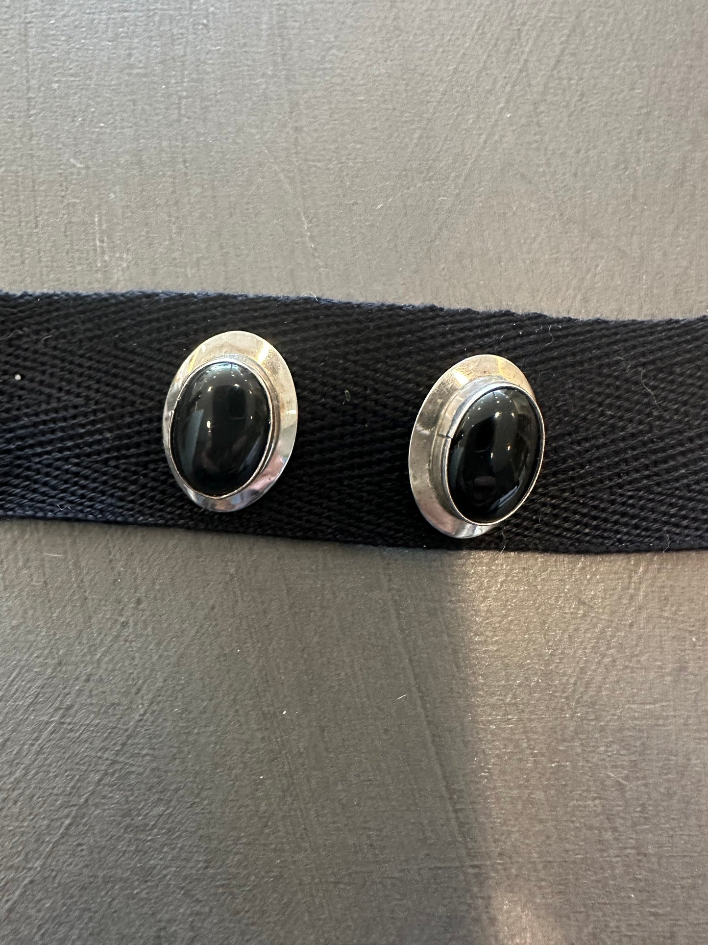 Vintage Sterling Silver & Onyx Earrings