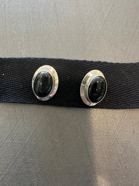 Vintage Sterling Silver & Onyx Earrings