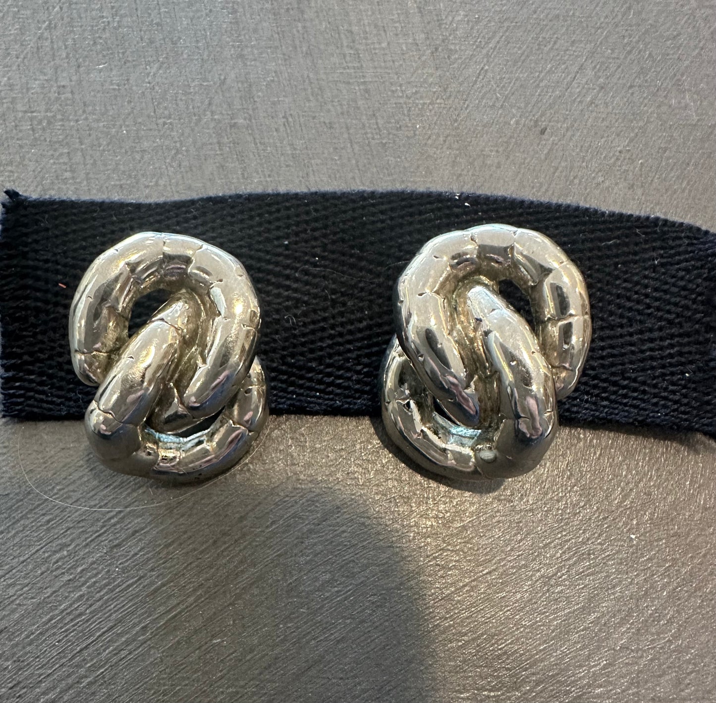 Vintage Silverplate Rope Earrings