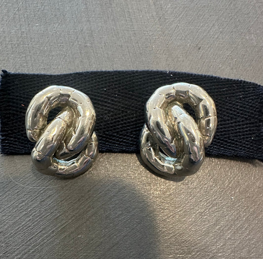 Vintage Silverplate Rope Earrings