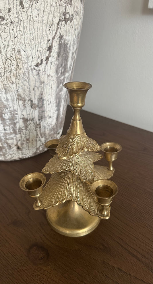 Vintage Brass Tree- Candlestick