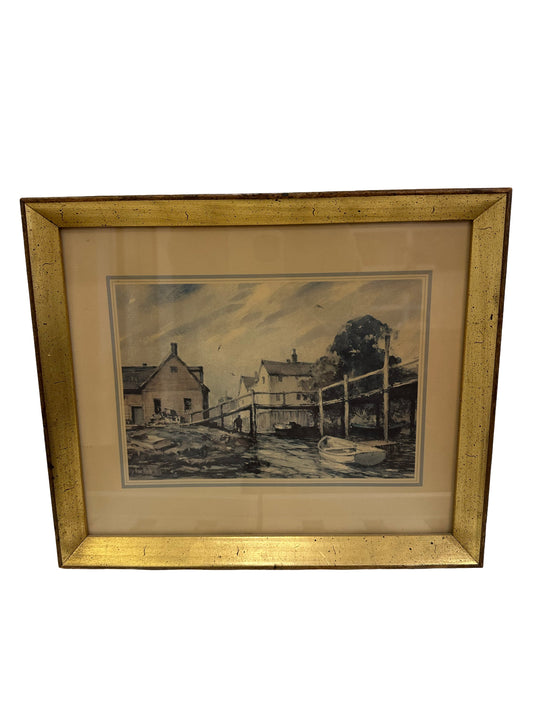 Vintage Gold Frame Water Color Print