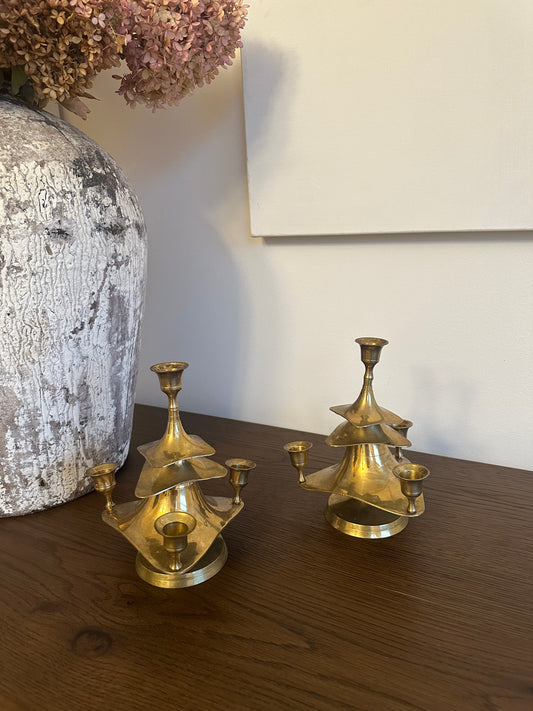 Vintage Brass Tree Candlesticks