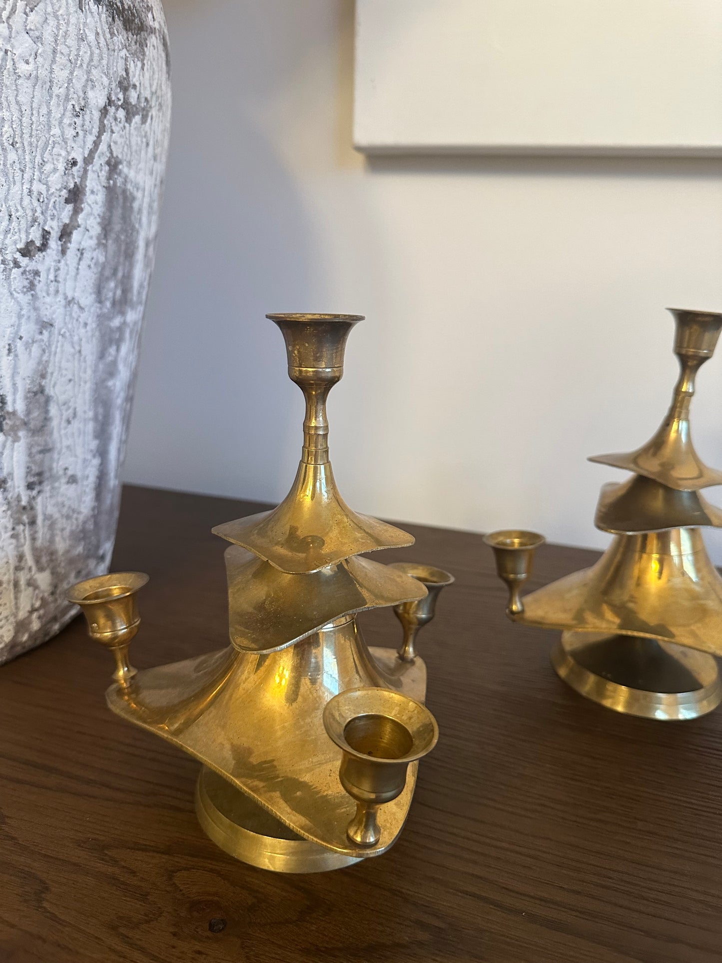 Vintage Brass Tree Candlesticks