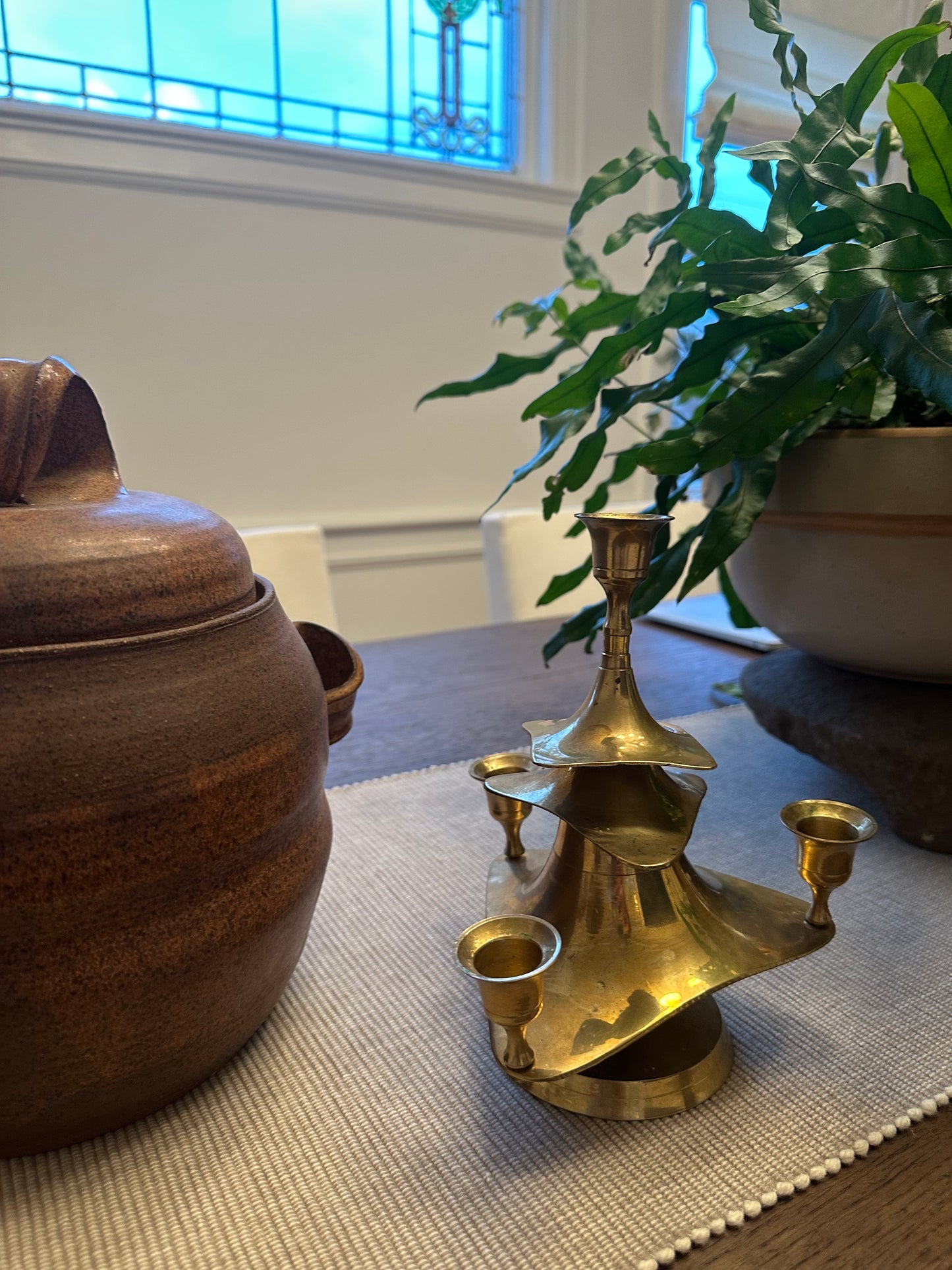 Vintage Brass Tree Candlesticks