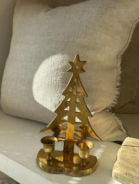 Vintage Brass Tree- Candleholder