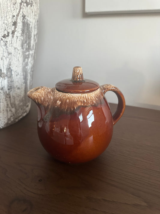 Vintage Hull Pottery Brown Drip Teapot