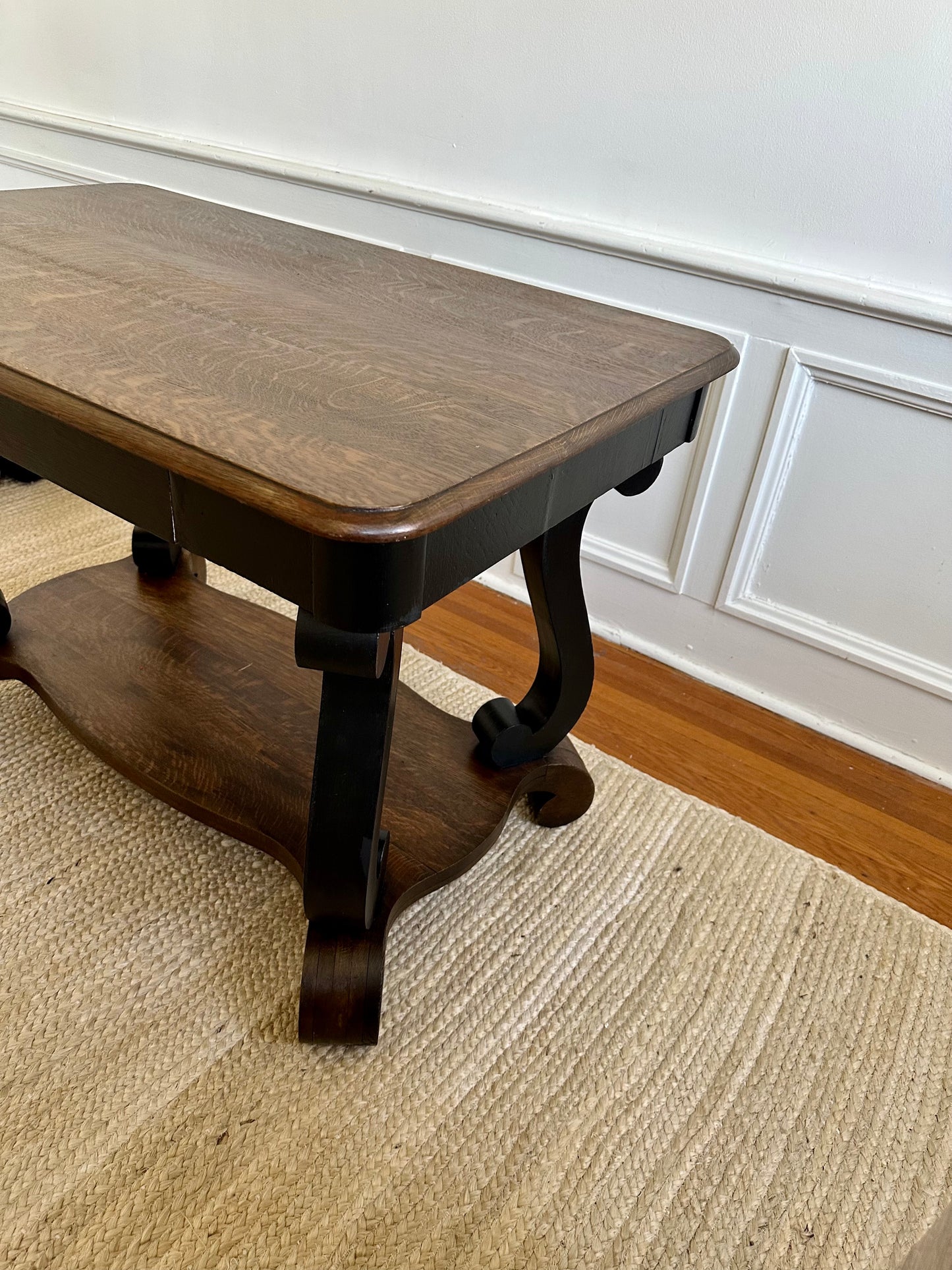 Antique Solid Tiger Oak Library Table