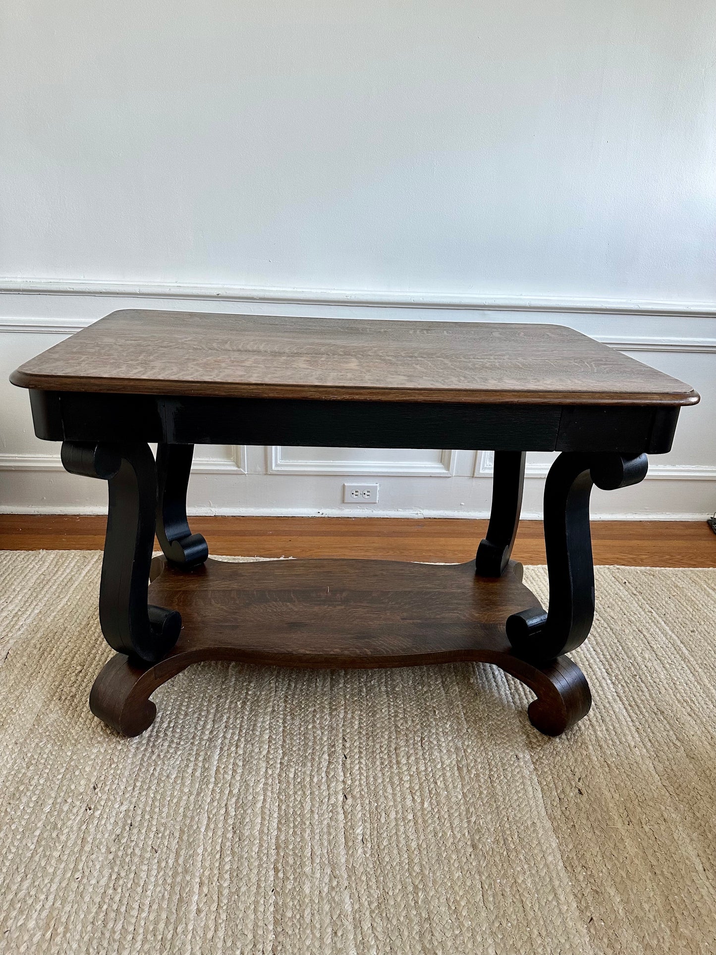 Antique Solid Tiger Oak Library Table