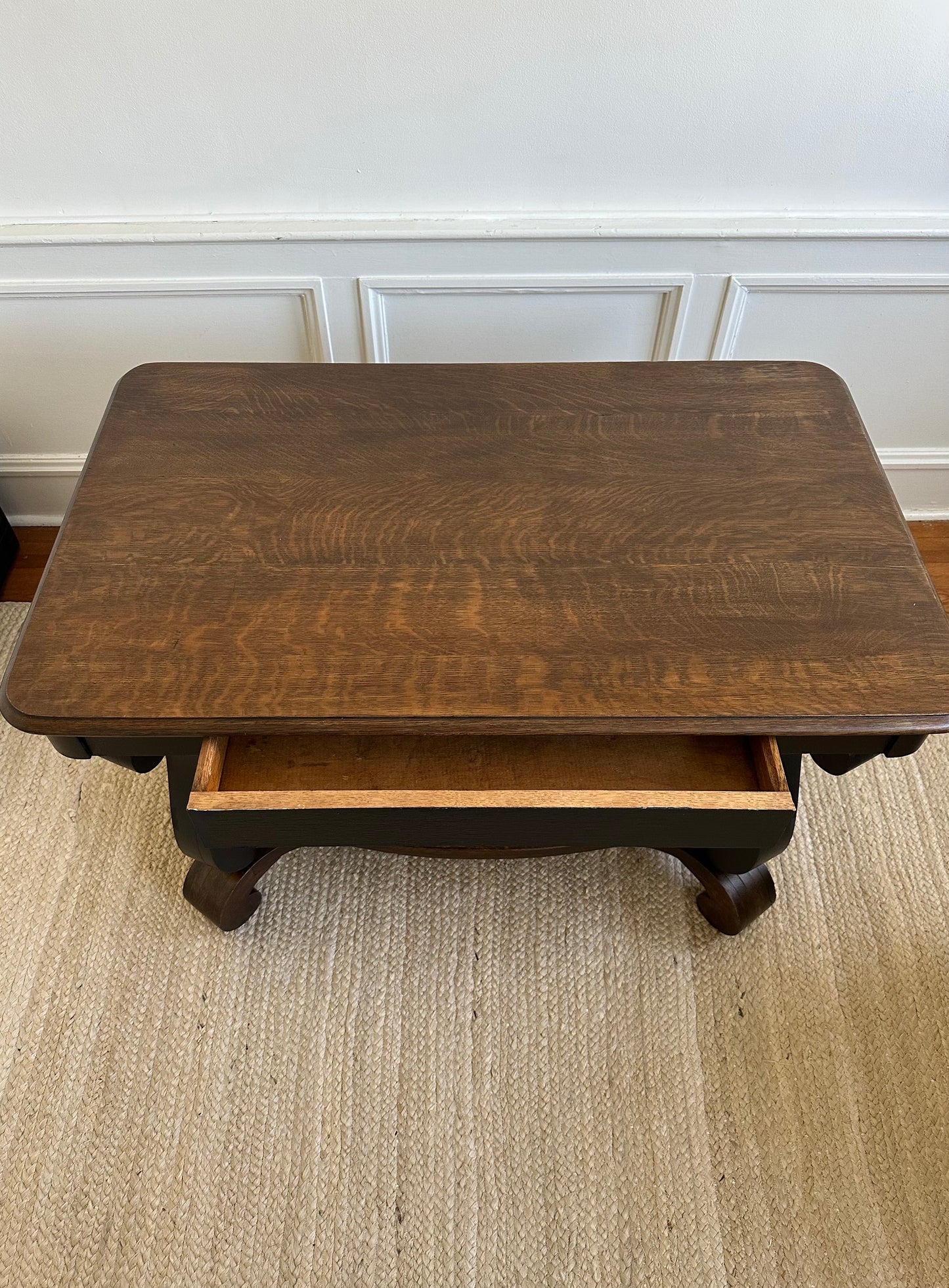 Antique Solid Tiger Oak Library Table