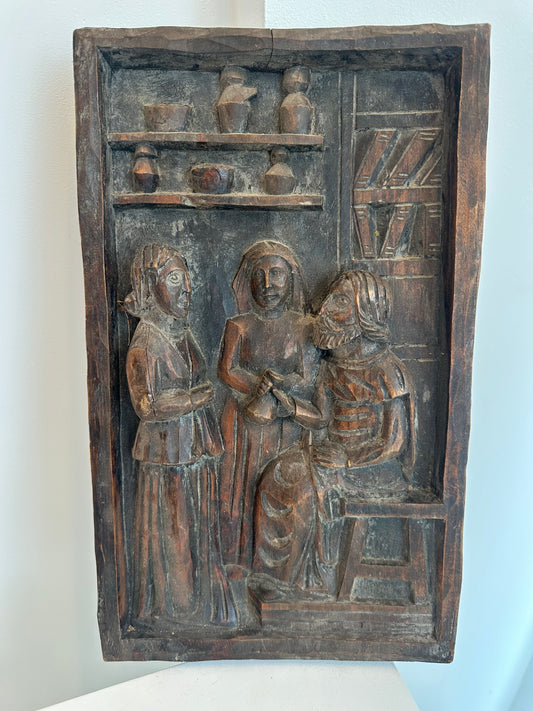 Antique Hand Carved Wood Panel